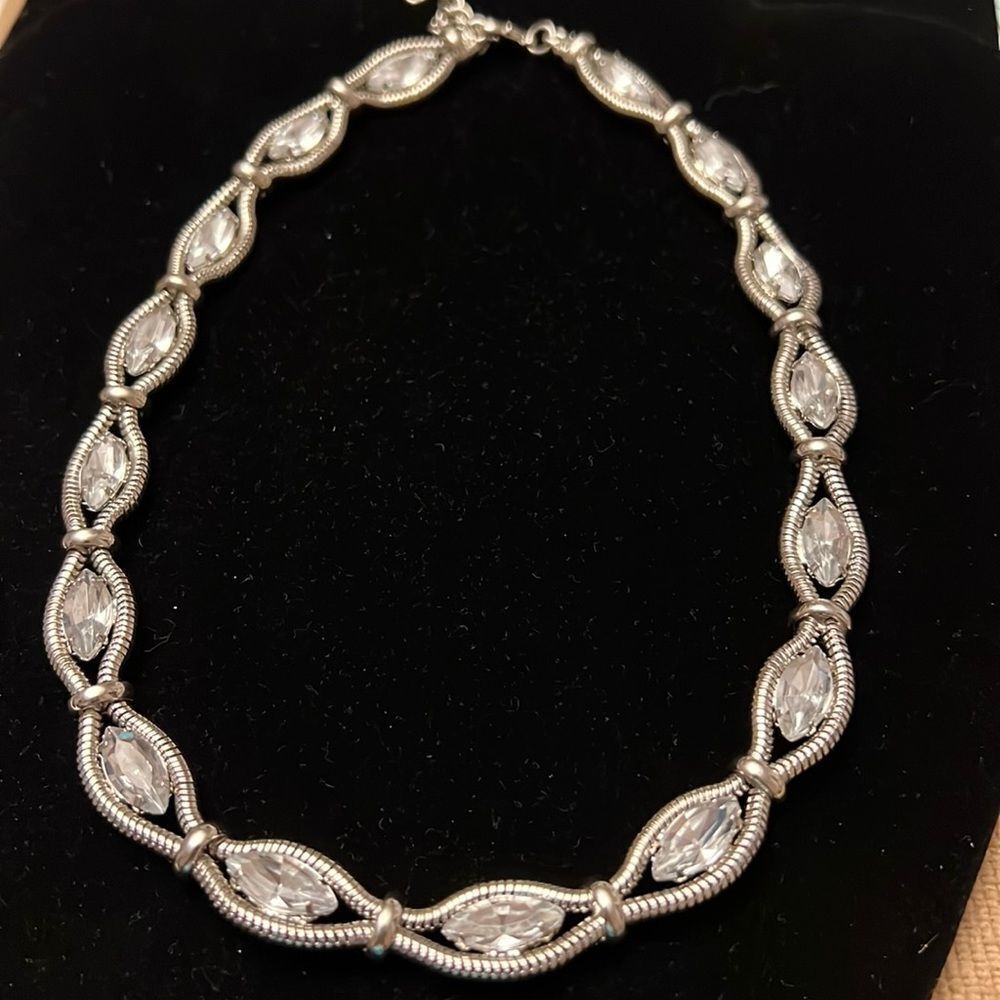 Stunning Faux Diamond Silver Tone Necklace – 18" + Extender
